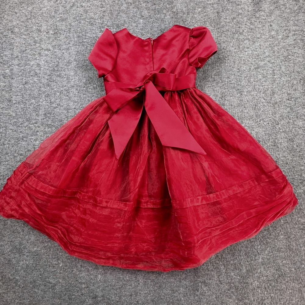 Princess Faith Toddler Girls 3T Crimson Red Organza Party Dress‎ Holiday Formal - Picture 3 of 8